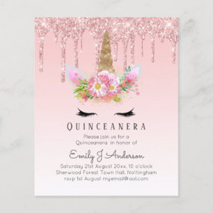 Parties scintillant Rose de la licorne rose en or 