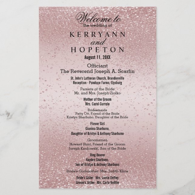 Parties scintillant rose d'or - Programme (Devant)