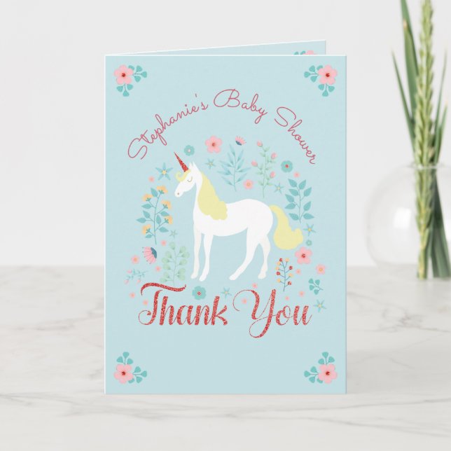 Parties scintillant Rose d'or Unicorn Merci de Bab (Devant)