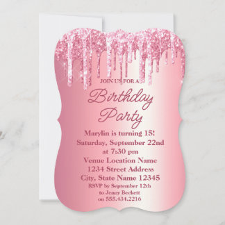 Parties scintillant ROSE DRIP ÉLÉGANTE INVITATION