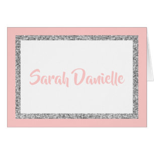 Parties scintillant rose et argent Carte de remerc