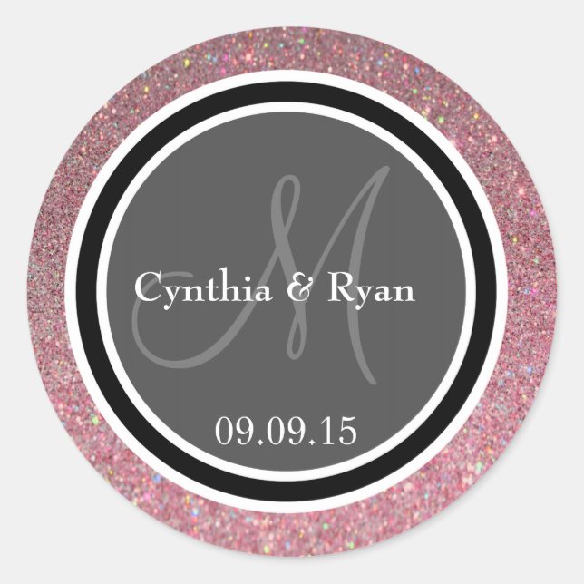 Parties scintillant rose et Mariage noir Étiquette (Devant)