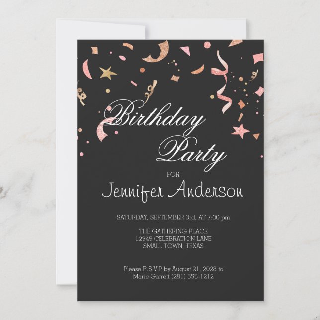 Parties scintillant rose et or Confetti sur Arrièr (Devant)