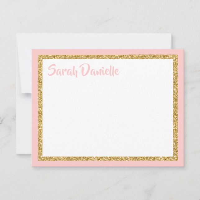 Parties scintillant rose et or Merci plat (Devant)