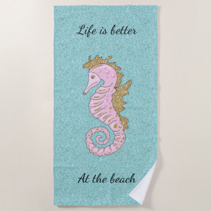 Parties scintillant rose et or Serviette de plage