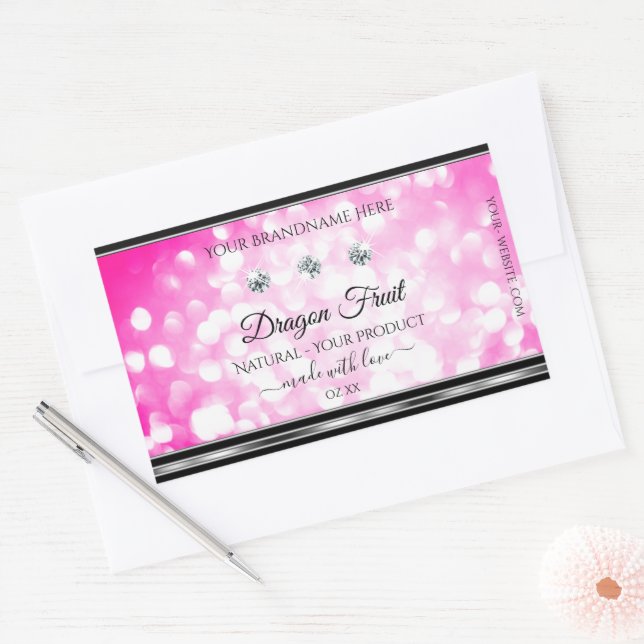 Parties scintillant rose fille Étiquettes Diamants (Enveloppe)