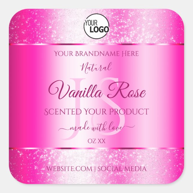 Parties scintillant rose fille Étiquettes Monogram (Devant)
