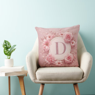 Parties scintillant rose Floral Coussin