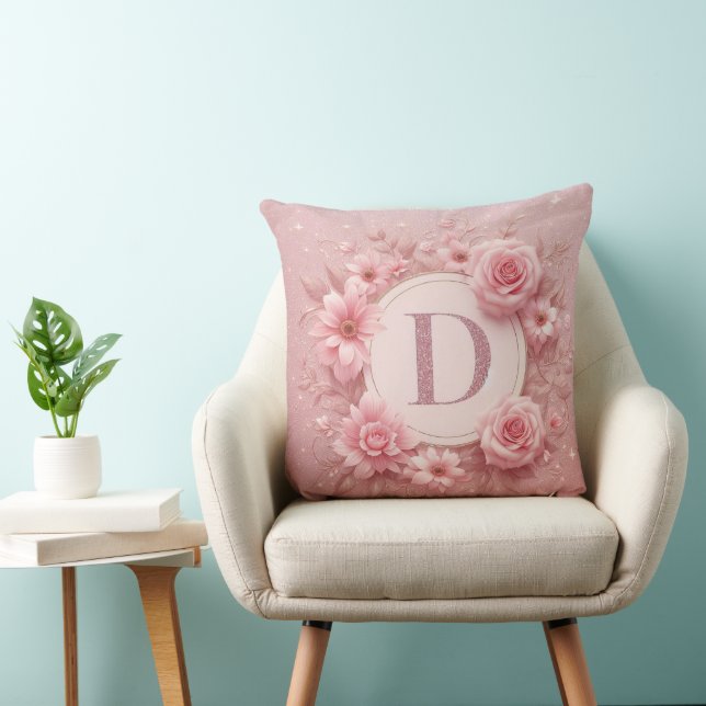 Parties scintillant rose Floral Coussin (Chaise)