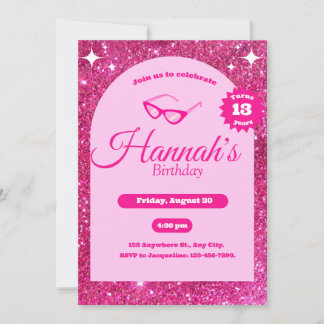 parties scintillant rose girly mignon Invitation