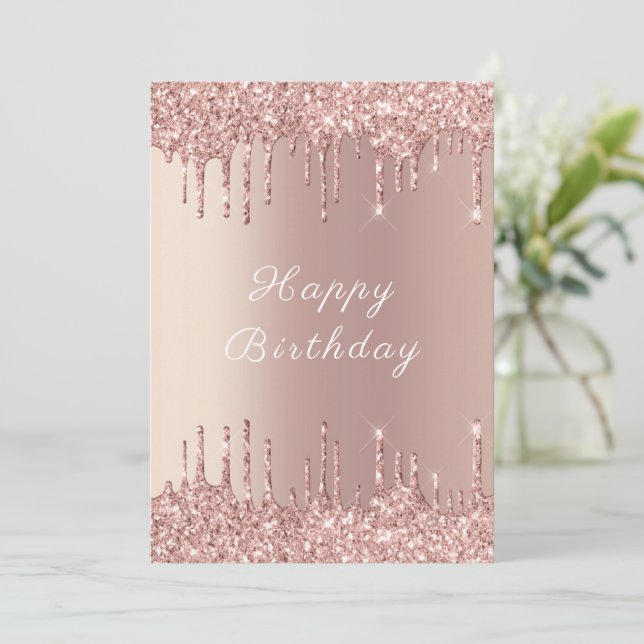 Parties scintillant rose Gold Blush Sparkday Card (Debout devant)