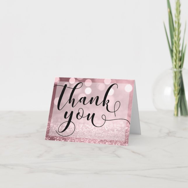 Parties scintillant Rose Gold Bokeh & Merci de typ (Devant)