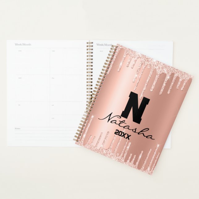 Parties scintillant rose Gold Rose Faux Nom person (Devant avec enveloppe)