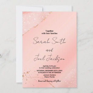 Parties scintillant rose mariage invitations