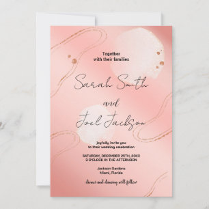 Parties scintillant rose mariage invitations