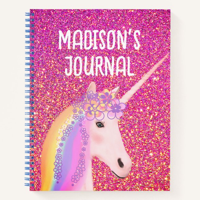 Parties scintillant rose mignonne Unicorne Journal (Devant)