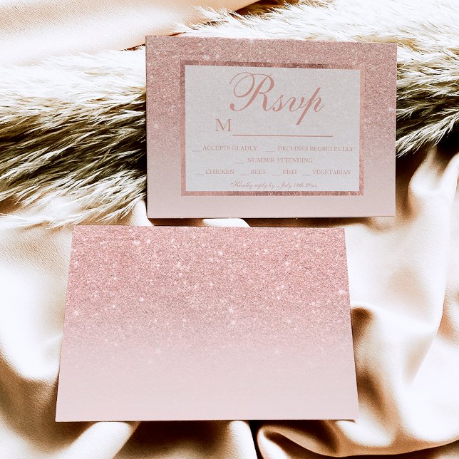parties scintillant rose or blush pink ombre RSVP  (Créateur téléchargé)