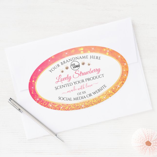 Parties scintillant rose orange Étiquettes de prod (Enveloppe)