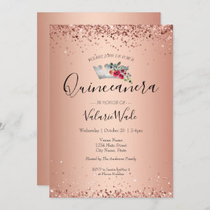 Parties scintillant rose pâle Quinceanera Invitati
