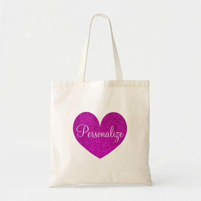 Parties scintillant rose personnalisée amour sac f (Devant)