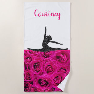 Parties scintillant rose Roses serviette de plage 