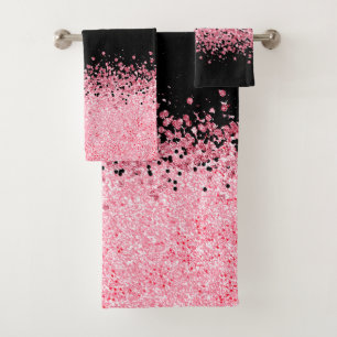 Parties scintillant rose sur noir