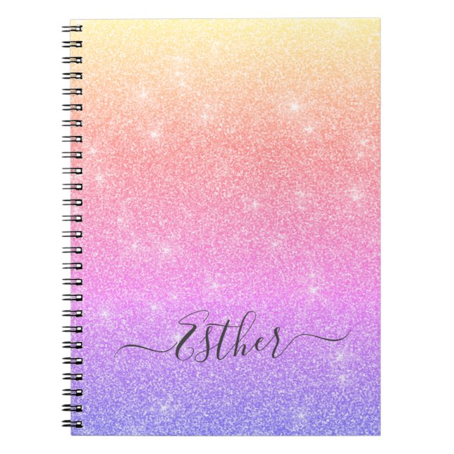 Parties scintillant rose violet bleu or Carnet Mon (Devant)