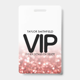 Parties scintillant rouge badge moderne VIP lanyar