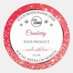 Parties scintillant rouge blanc Étiquettes Logo Rh