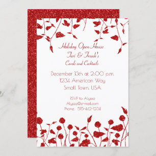 Parties scintillant rouge Bordure Noël Invitation