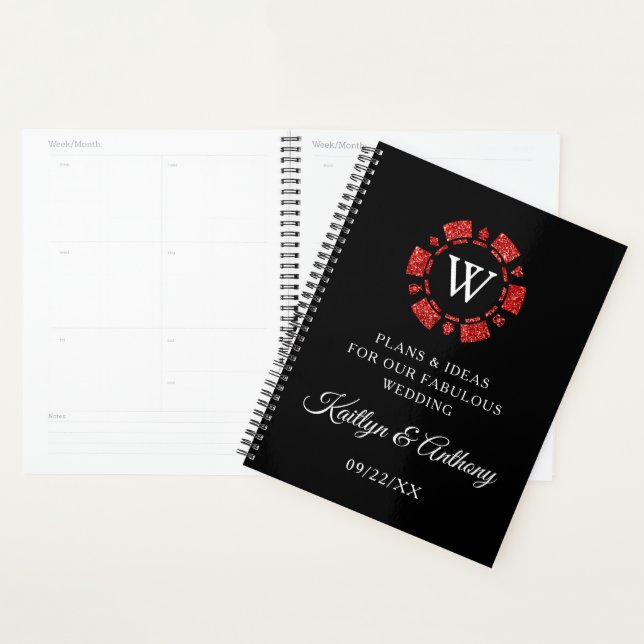 Parties scintillant rouge Monogram Poker Chip Casi (Devant avec enveloppe)