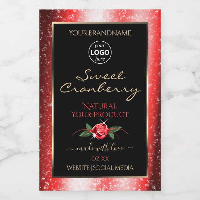 Parties scintillant rouge Noir Produit Étiquettes  (Étiquettes simples)