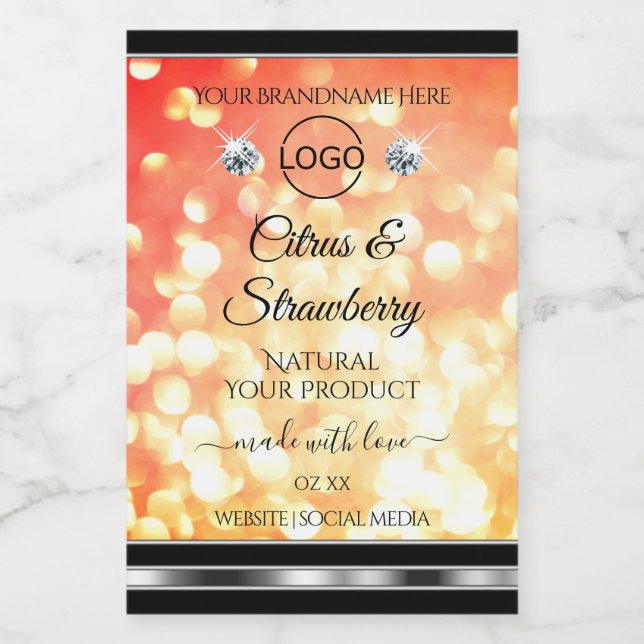 Parties scintillant Rouge Or moderne Étiquette Bij (Étiquettes simples)