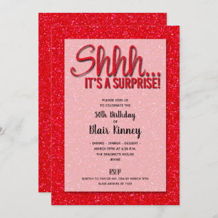 Parties scintillant rouge SURPRISE Invitations d'a