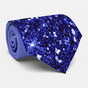 Parties scintillant royale bleue cravate