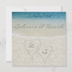 Parties scintillant Sandy Beach Wedding Invitation