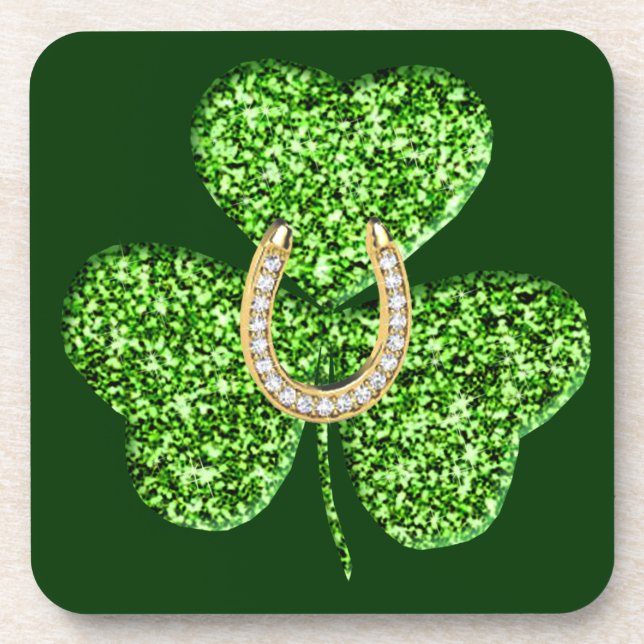 Parties scintillant Shamrock Et Dessous de verre E (Devant)