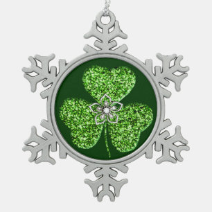Parties scintillant Shamrock Et Fleur Ornement Flo