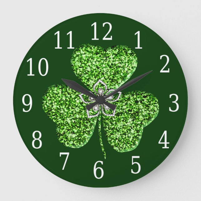 Parties scintillant Shamrock Et Horloge Fleur (Recto)