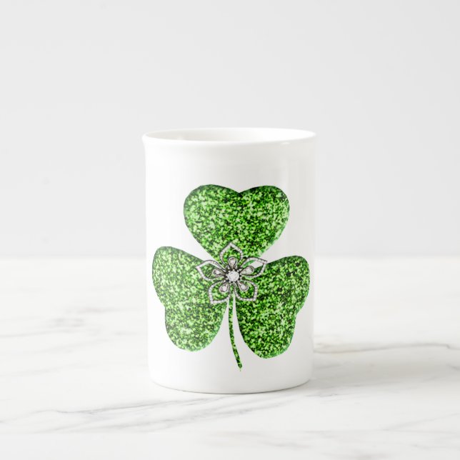 Parties scintillant Shamrock Et Os Fleur Chine Mug (Devant)