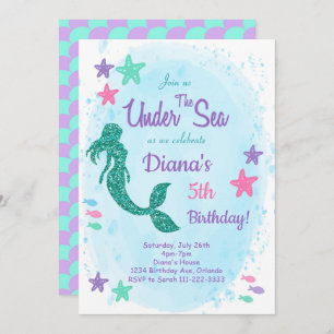 Parties scintillant Sirène sous la mer Invitation
