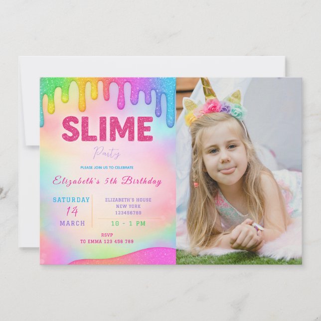 Parties scintillant Slime Anniversaire Invitation  (Devant)
