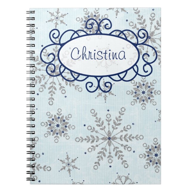 Parties scintillant Snowflakes Carnet spiral (Devant)