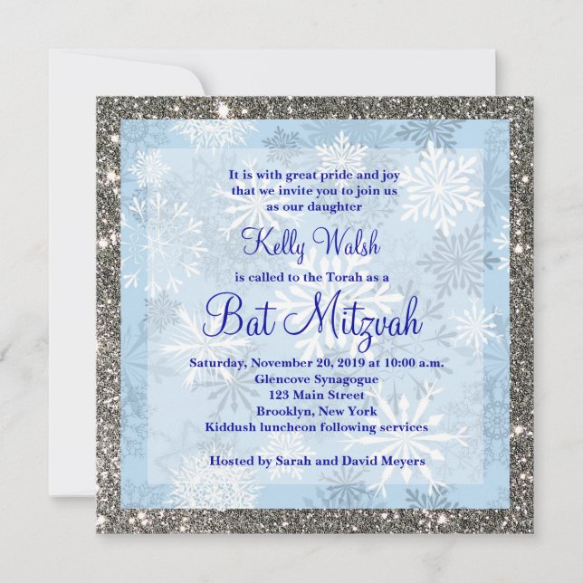 Parties scintillant Snowflakes Invitation du Bat m (Devant)