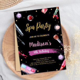 Parties scintillant Spa noir Invitations d'anniver