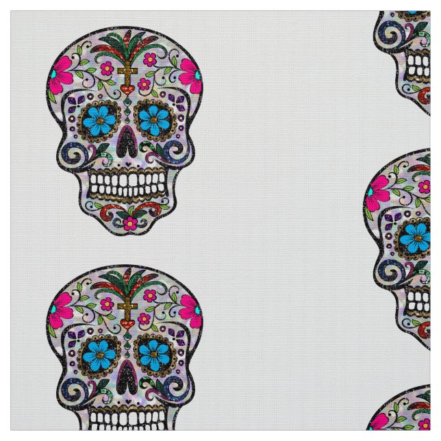 parties scintillant Sugar Skull tissu (Échantillon)