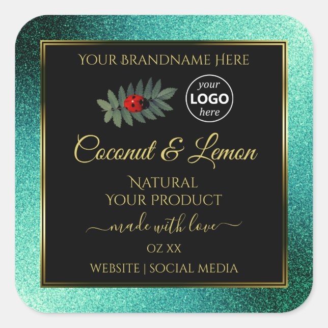 Parties scintillant turquoise et Noir Étiquettes L (Devant)