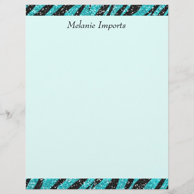 Parties scintillant Turquoise Zebra Imprimer Monog (Devant)