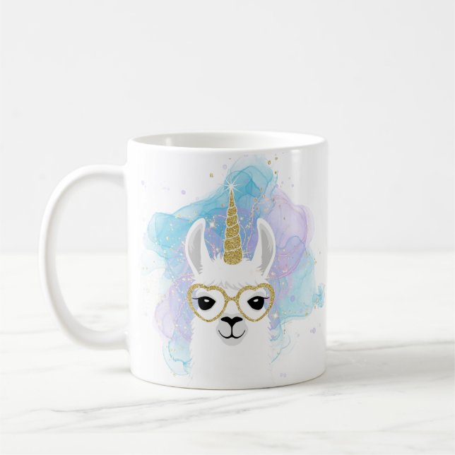 Parties scintillant Unicorn Llama Mug (Gauche)
