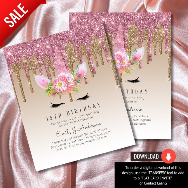 Parties scintillant Unicorn Rose or rose goutte 13 (Créateur téléchargé)